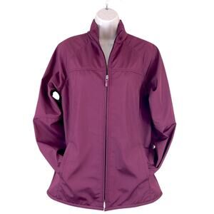 Lizgolf Maroon Jacket Zip Front Side Pockets Lightweight
